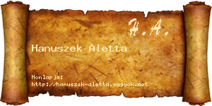 Hanuszek Aletta névjegykártya